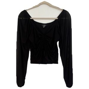 Black Ruched Long Sleeve Top